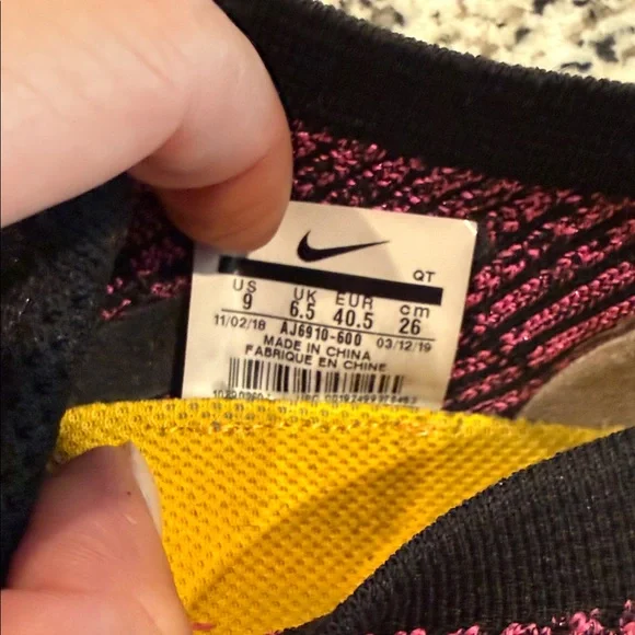 Nike Black and Pink Knit Sneakers with Yellow Accents - Picture 10 of 10